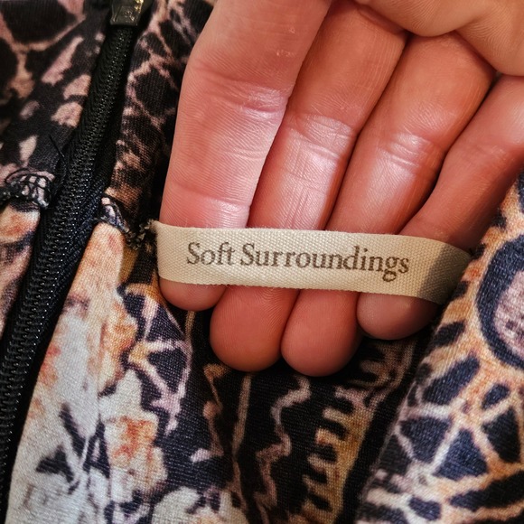 Soft Surroundings Adamaris Dress Womens XL Floral Mandala Midi V-Neck Boho Artsy - Picture 9 of 11